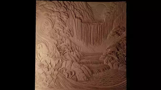 Waterfall CNC 3d Print High Relief Sand Casting 3D print model