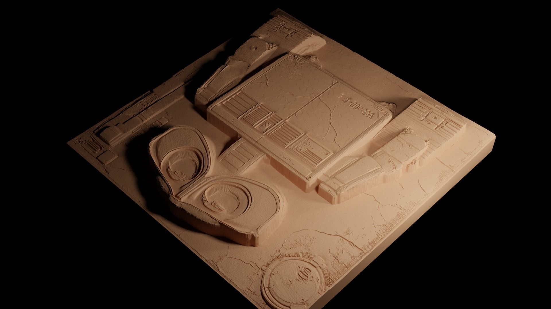 Wall-E Wall-E CNC 3d Print High Relief Sand Casting 3D print model_4