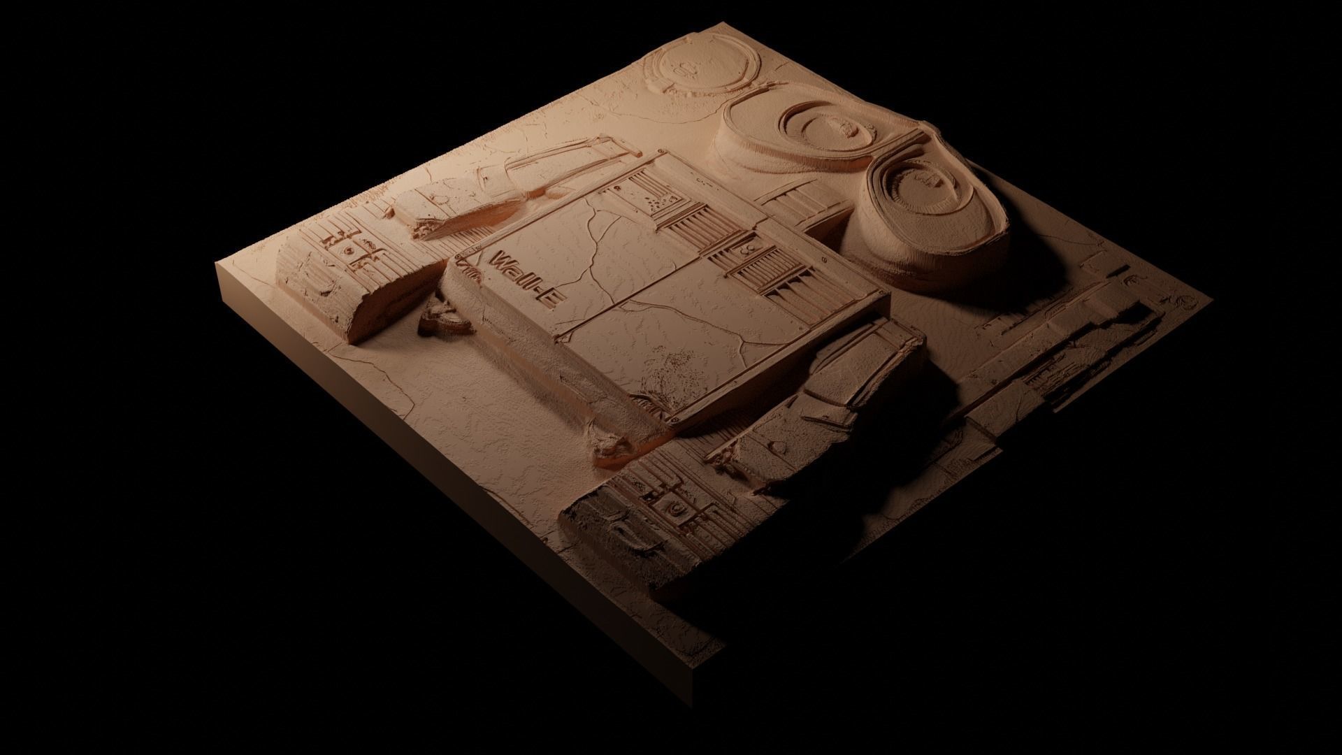 Wall-E Wall-E CNC 3d Print High Relief Sand Casting 3D print model_1