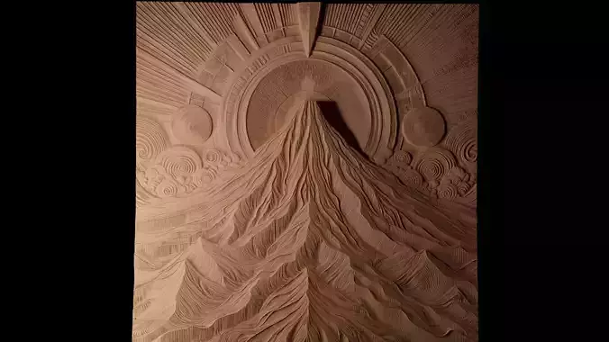 Volcano CNC 3d Print High Relief Sand Casting 3D print model
