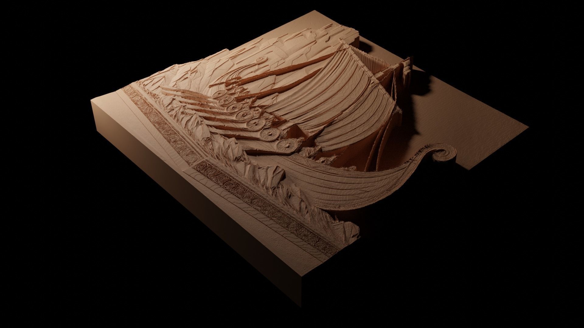 Viking Ship CNC 3d Print High Relief Sand Casting 3D print model_1