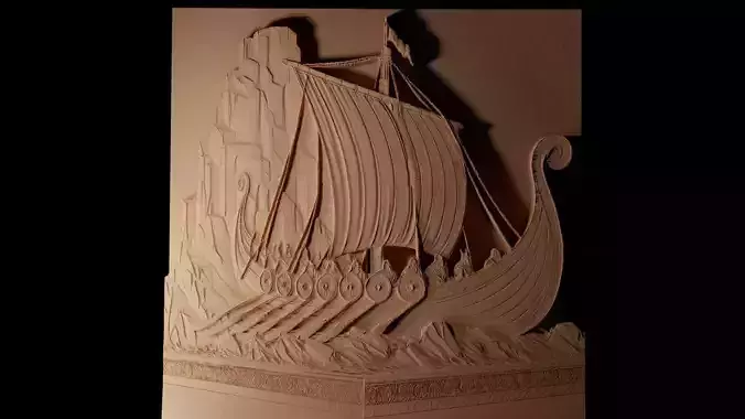 Viking Ship CNC 3d Print High Relief Sand Casting
