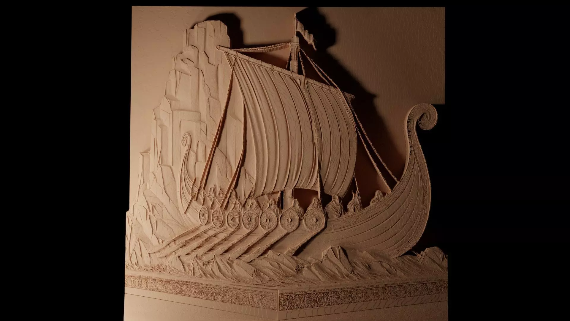 Viking Ship CNC 3d Print High Relief Sand Casting 3D print model_0