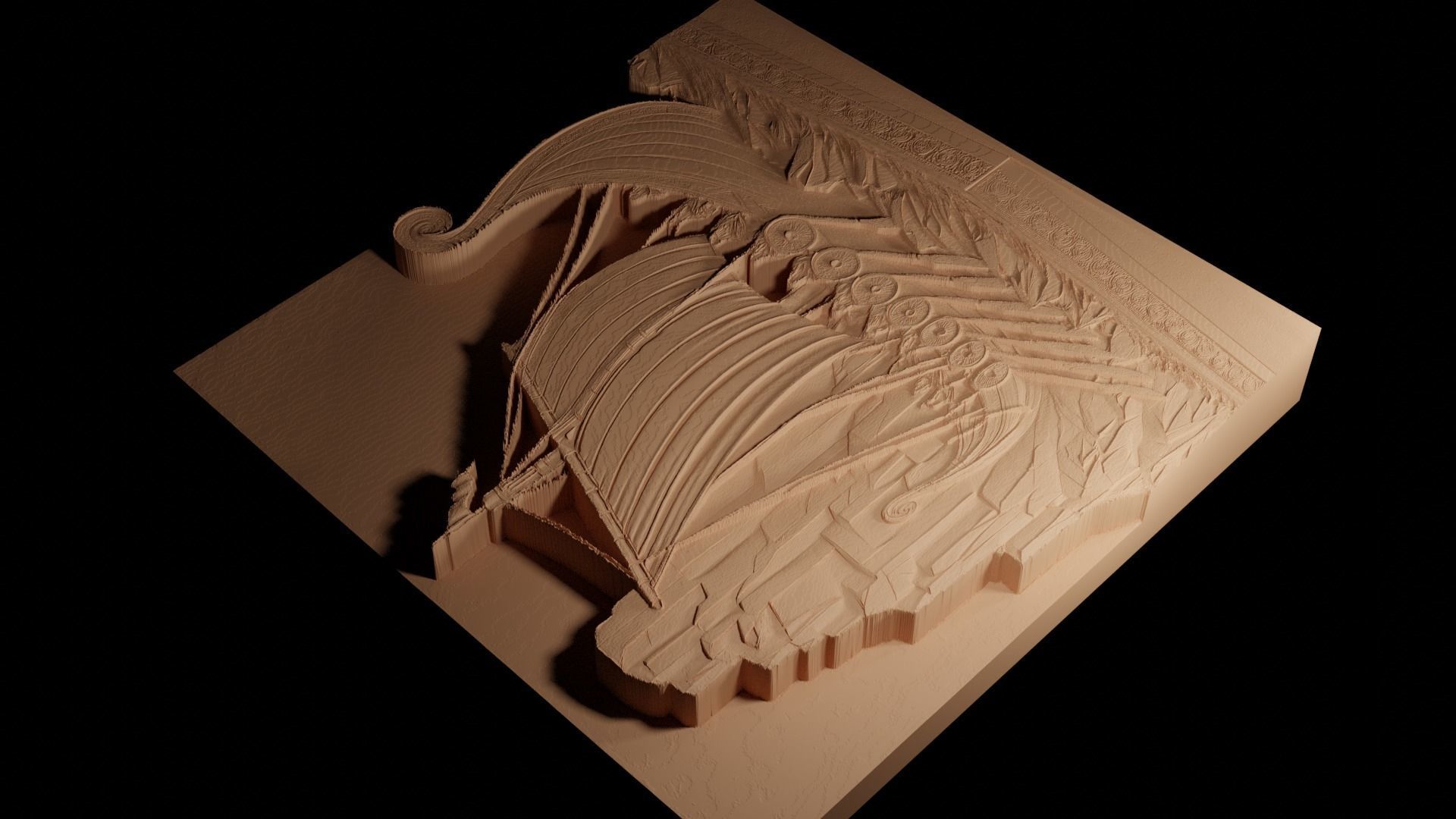 Viking Ship CNC 3d Print High Relief Sand Casting 3D print model_4