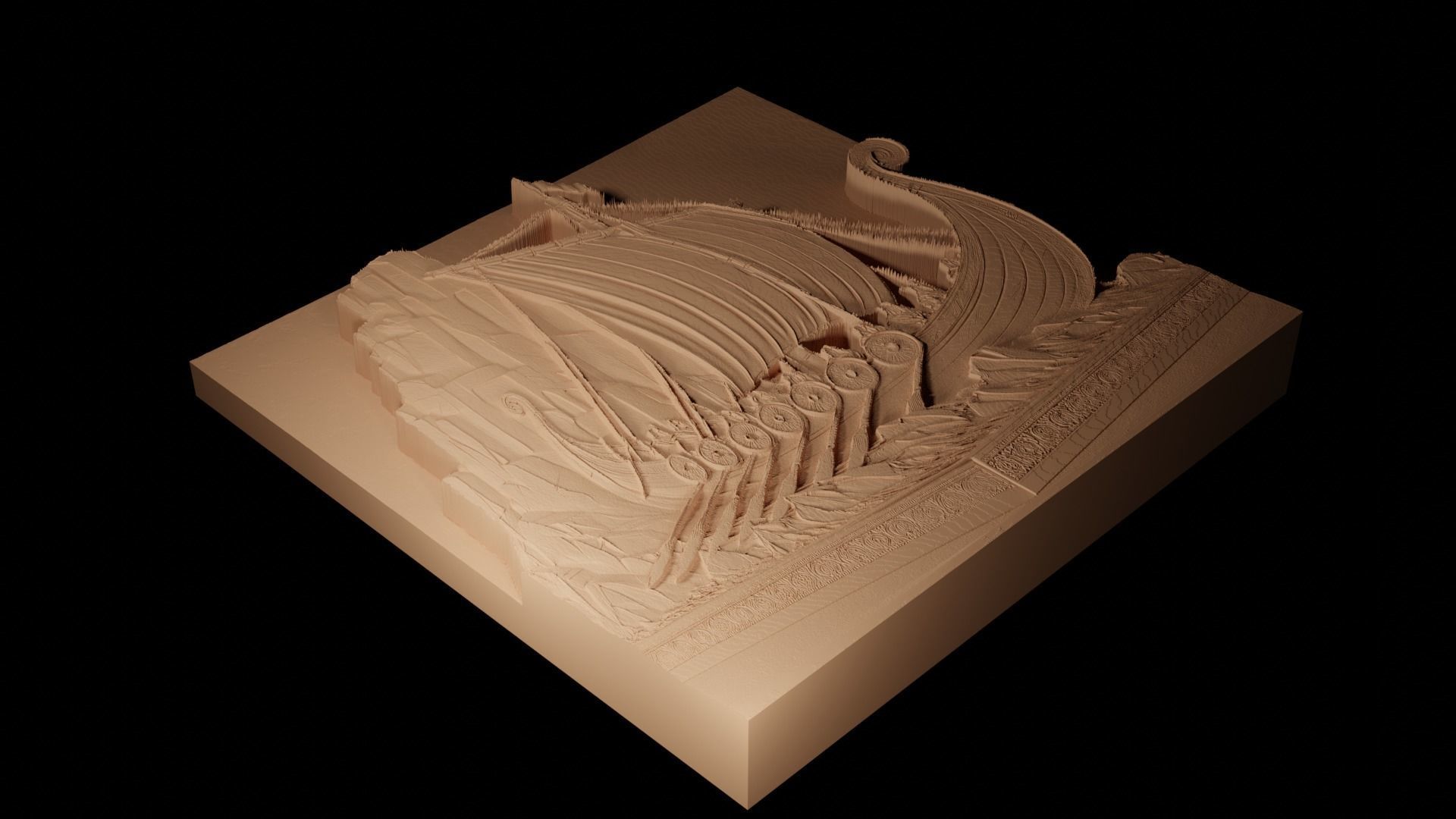 Viking Ship CNC 3d Print High Relief Sand Casting 3D print model_2