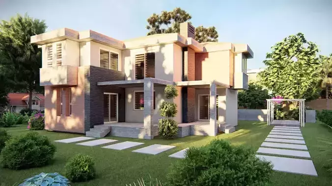 pack Casa Scene- two villa-two modern house 3D model