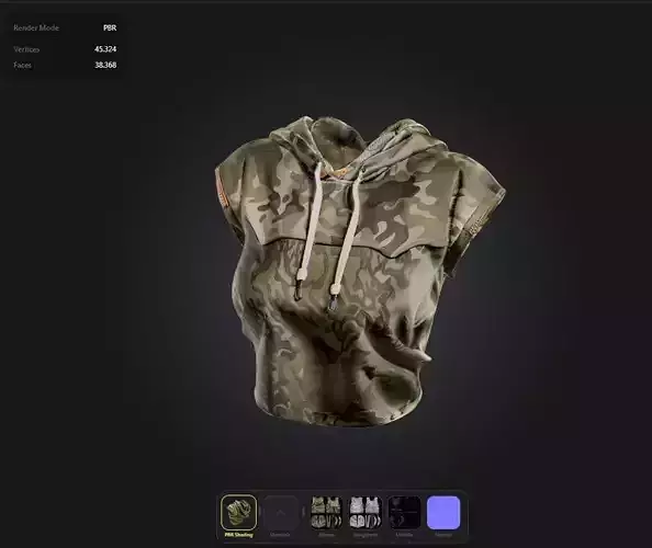 Hooded military top game ready UE5