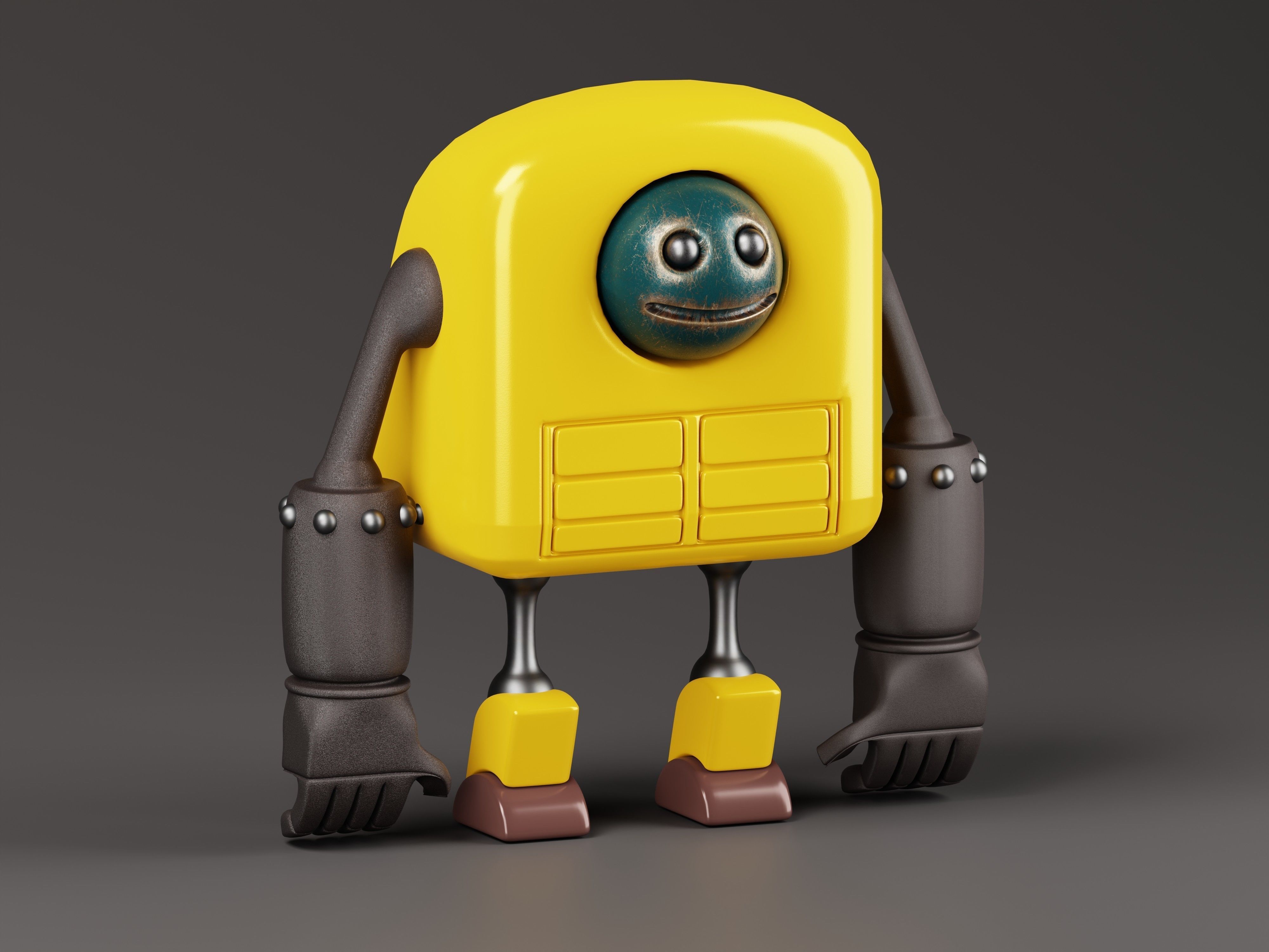 Cute Robot 3D Model Low-poly 3D model_1