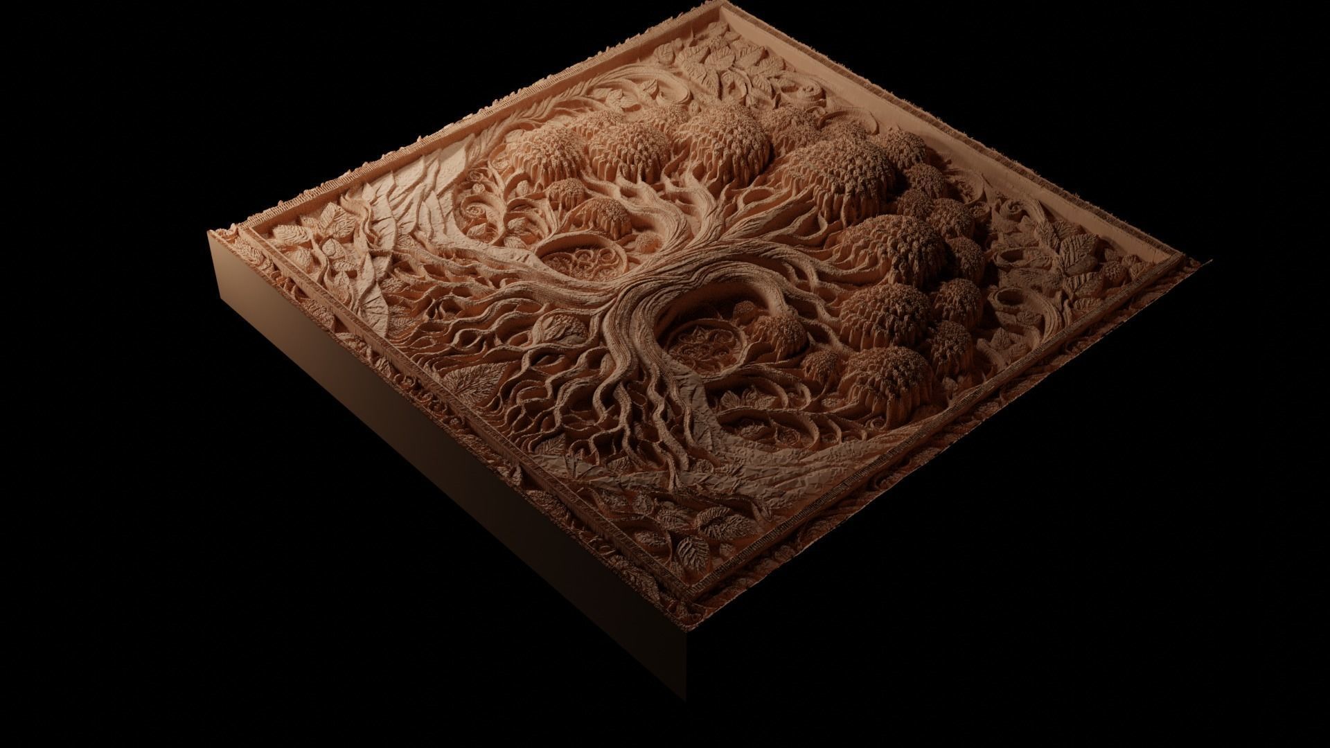 Tree of Life CNC 3d Print High Relief Sand Casting 3D print model_1