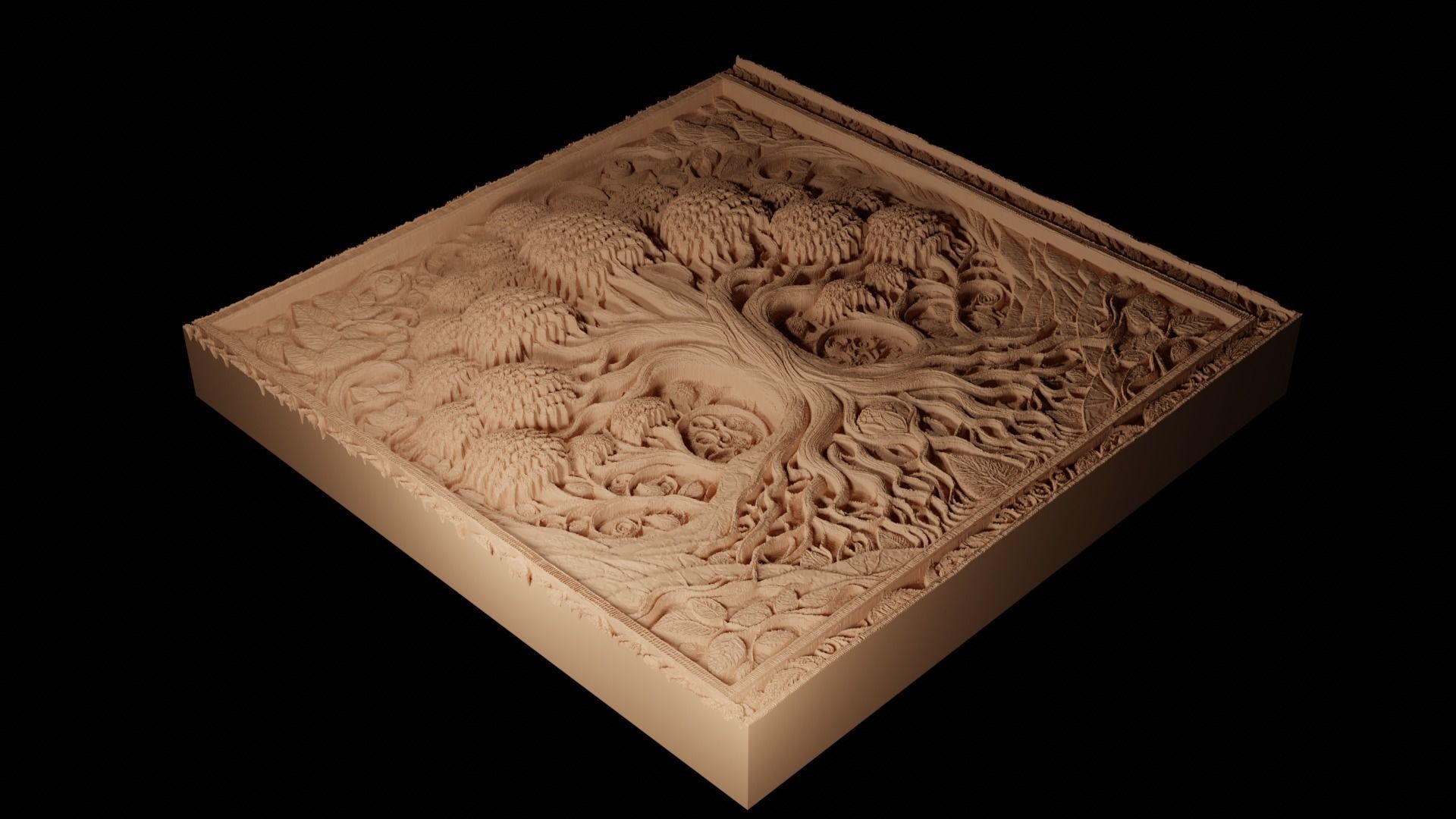 Tree of Life CNC 3d Print High Relief Sand Casting 3D print model_2
