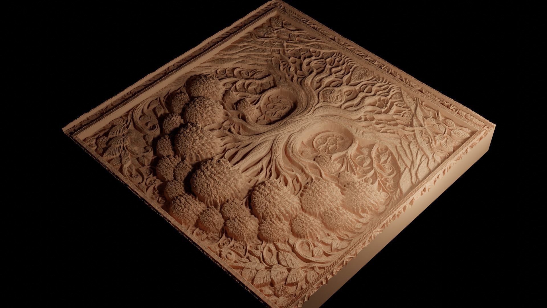 Tree of Life CNC 3d Print High Relief Sand Casting 3D print model_4