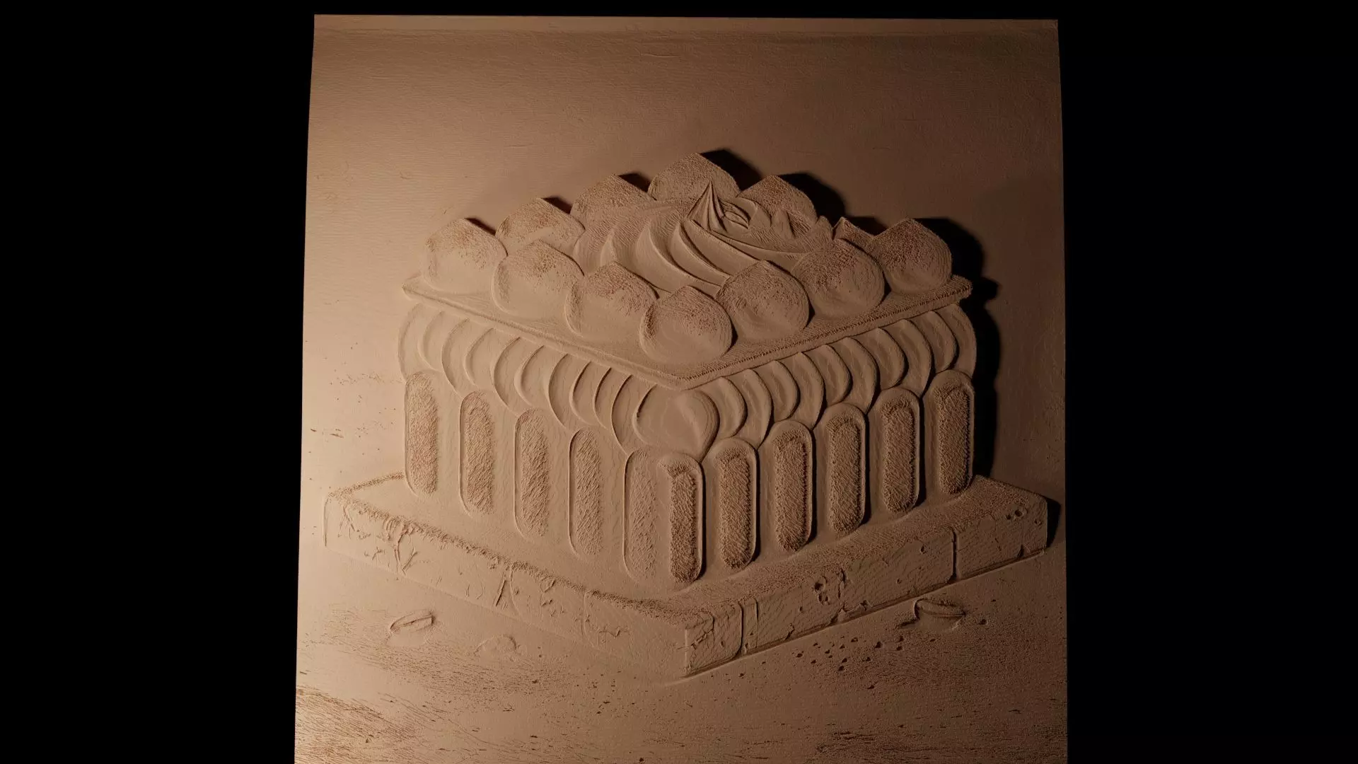 Tiramisu CNC 3d Print High Relief Sand Casting 3D print model_0