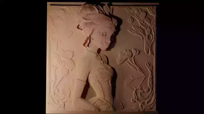 Tiana Princess and the Frog CNC 3d Print High Relief