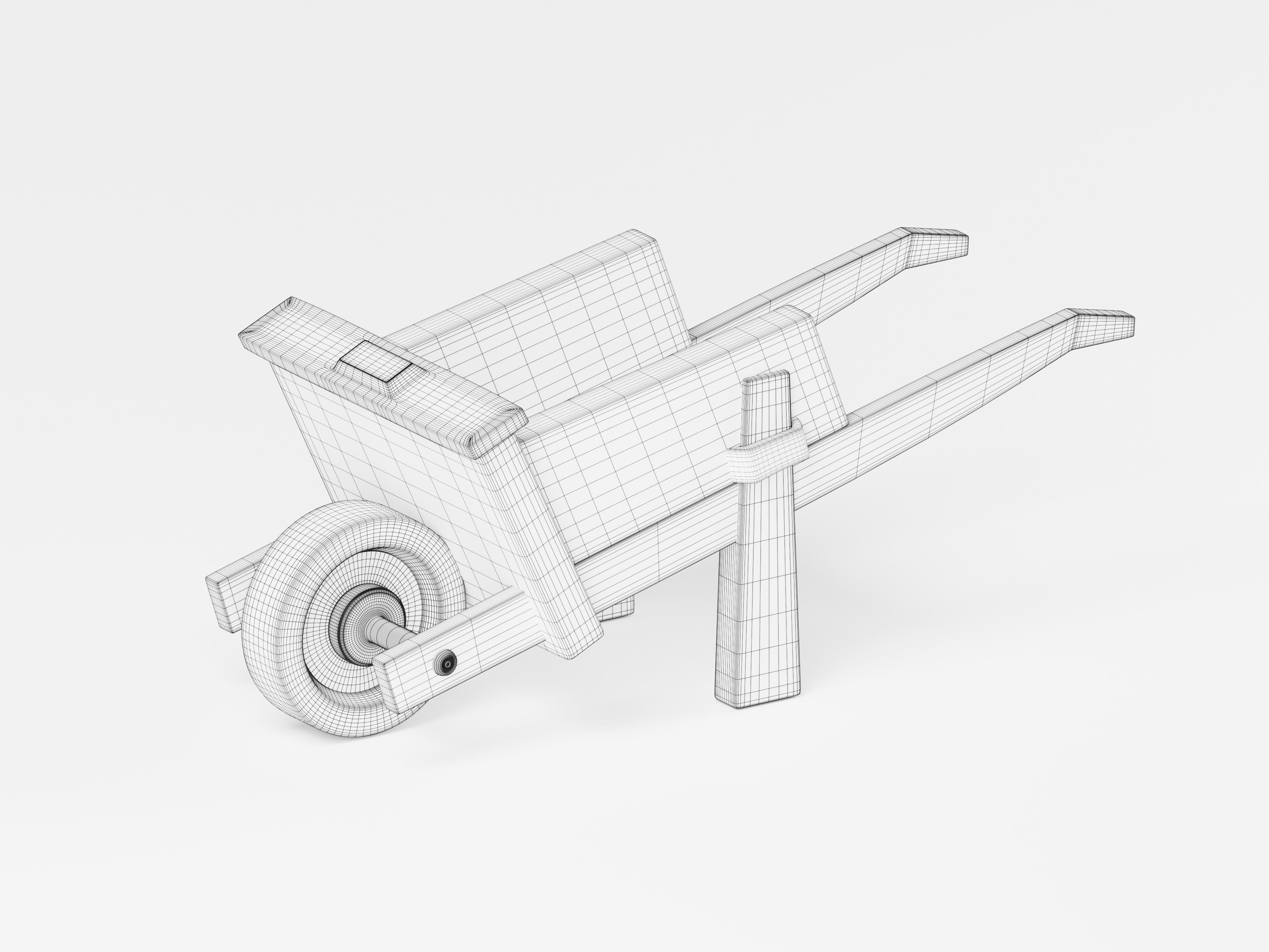 Stylized Wooden Wheelbarrow 3D Model Low-poly 3D model_1