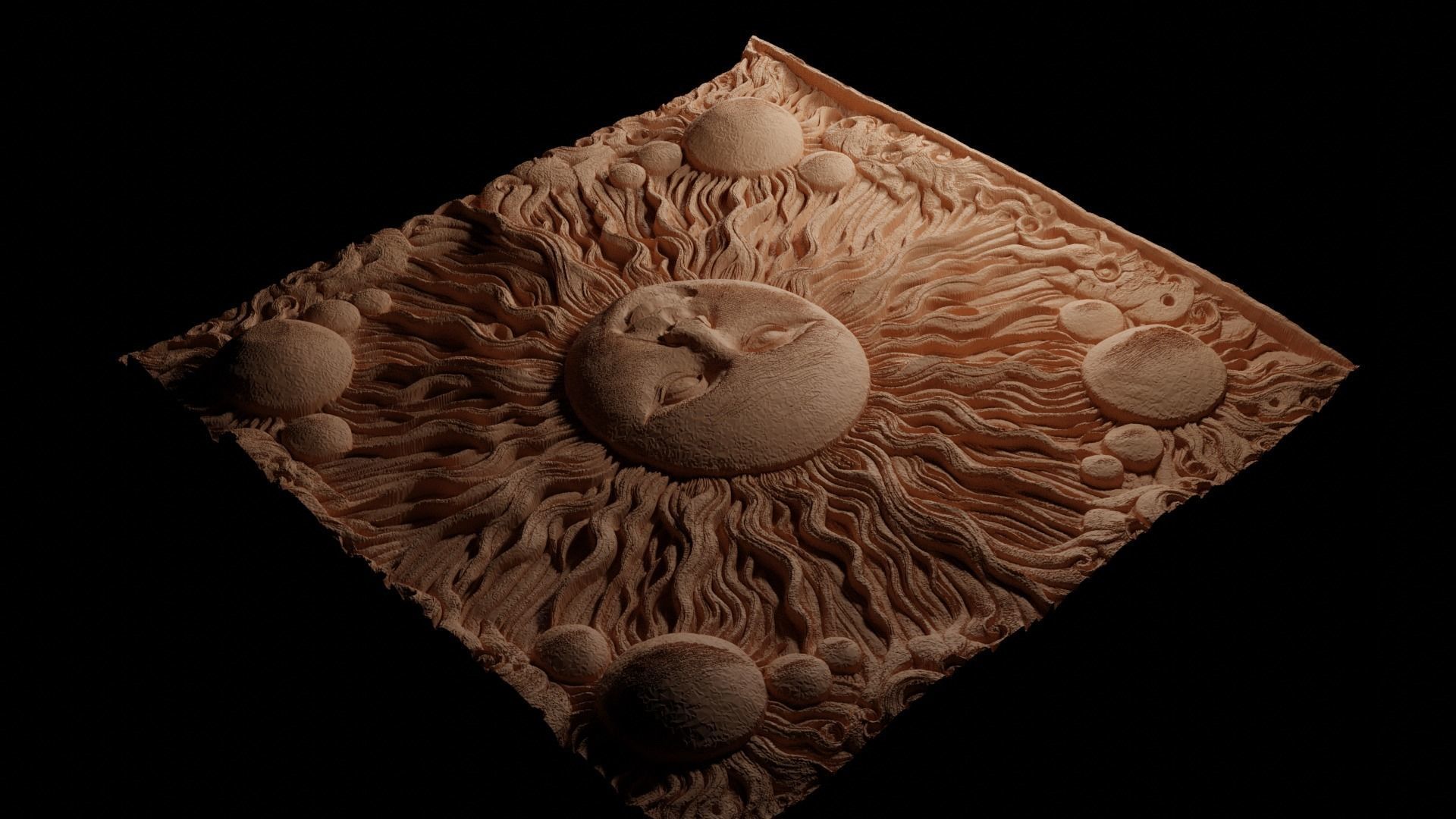 Sun CNC 3d Print High Relief Sand Casting 3D print model_3