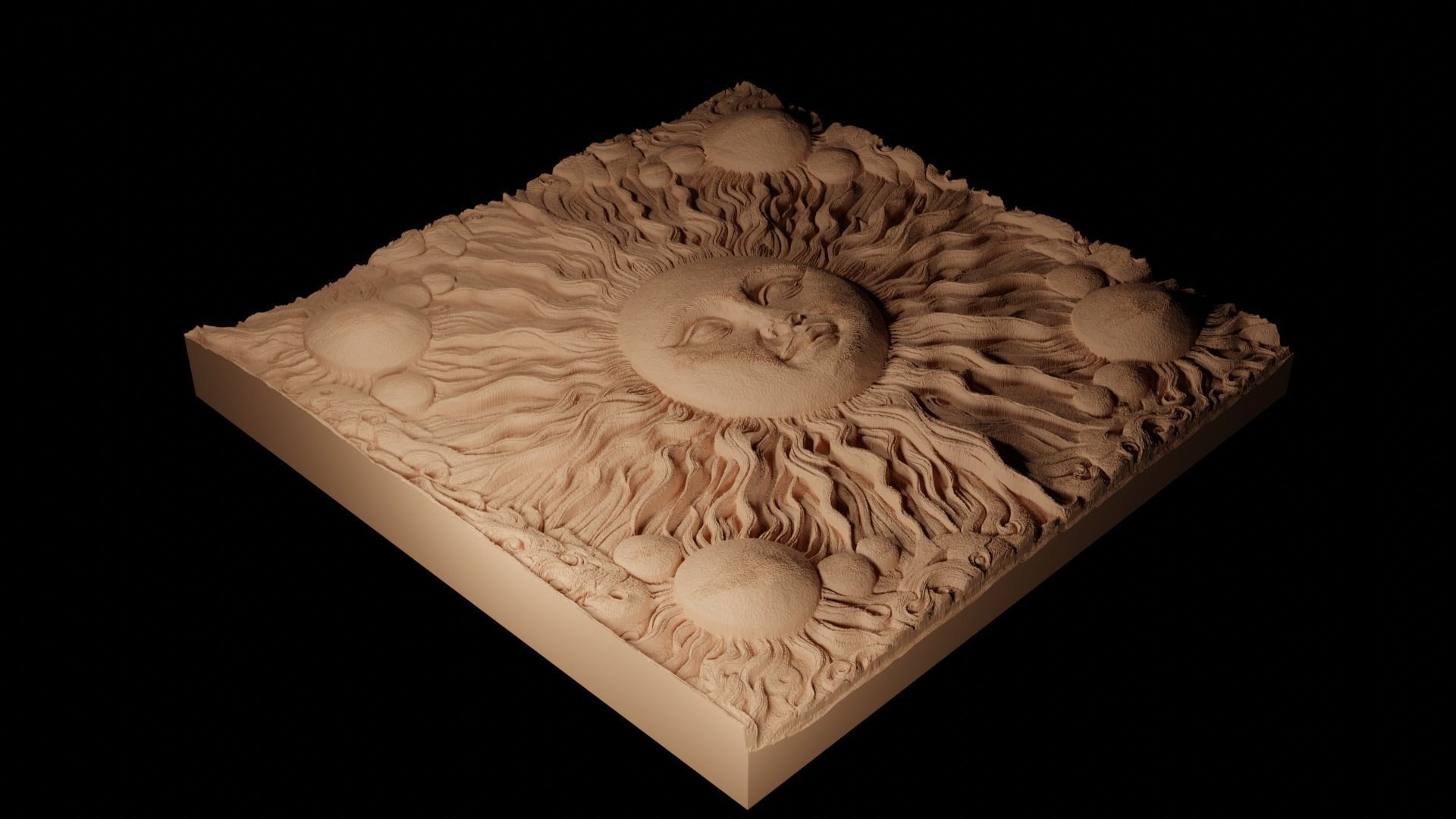 Sun CNC 3d Print High Relief Sand Casting 3D print model_2