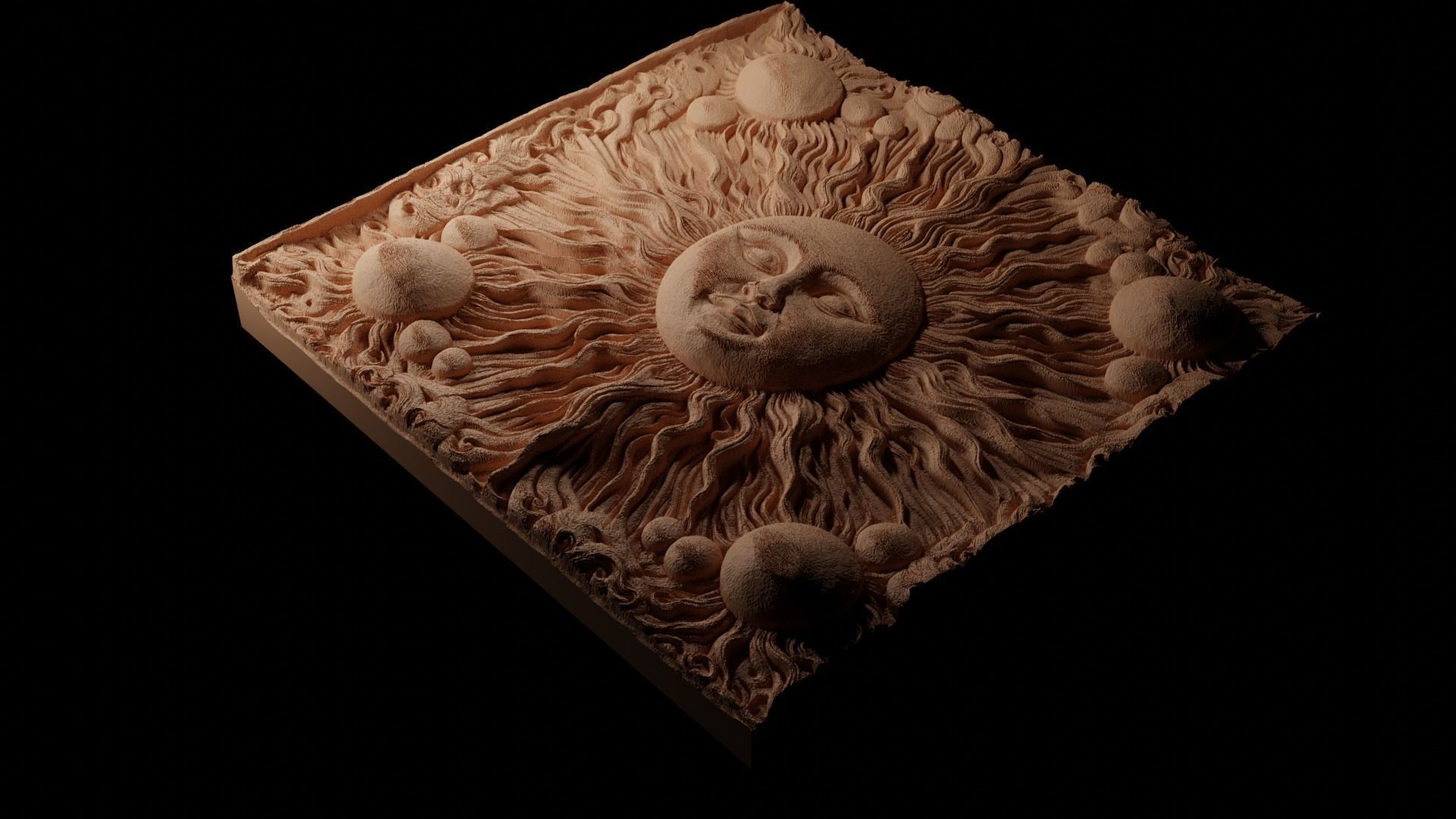 Sun CNC 3d Print High Relief Sand Casting 3D print model_1