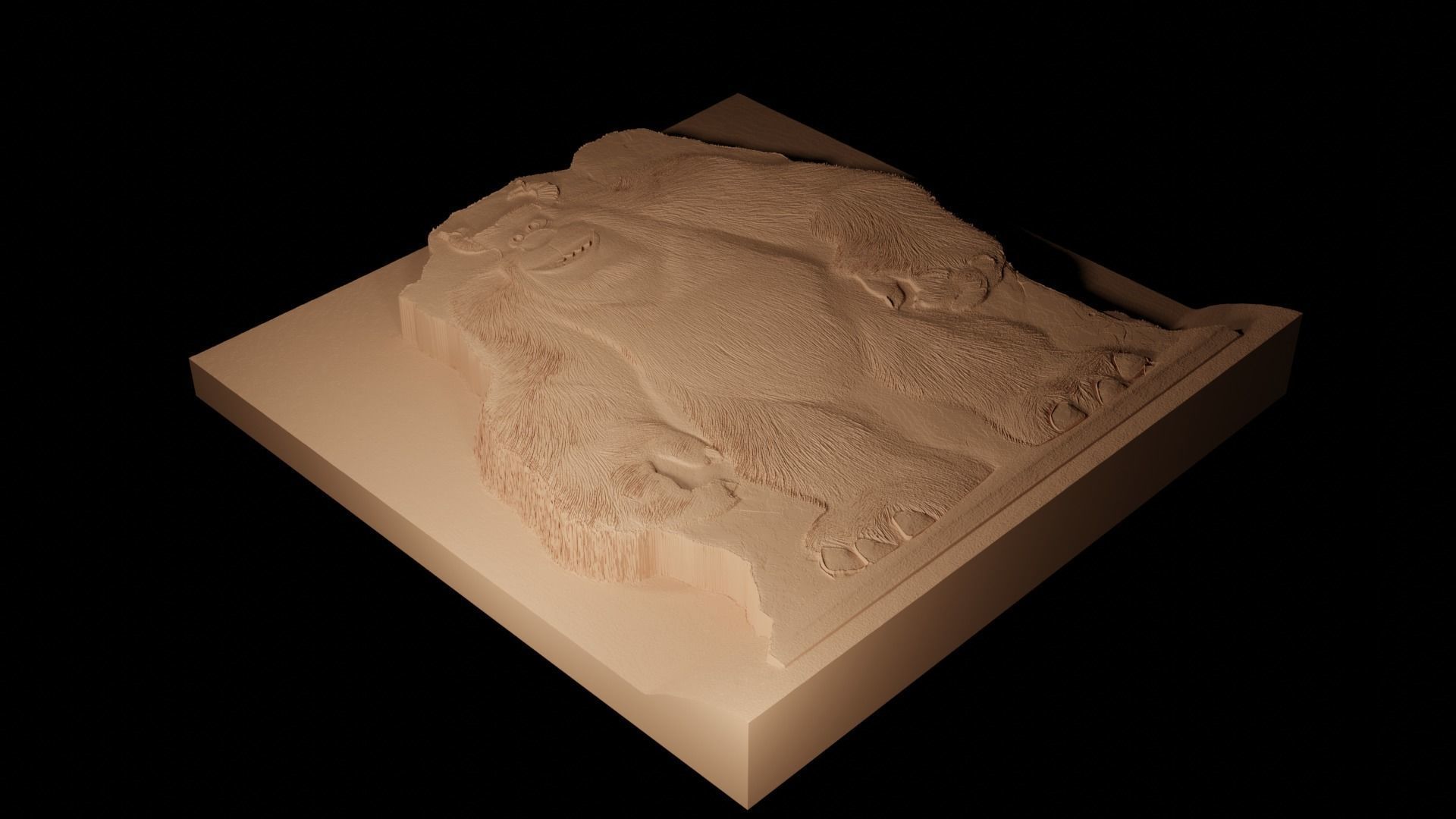 Sulley Monsters Inc CNC 3d Print High Relief Sand Casting 3D print model_2