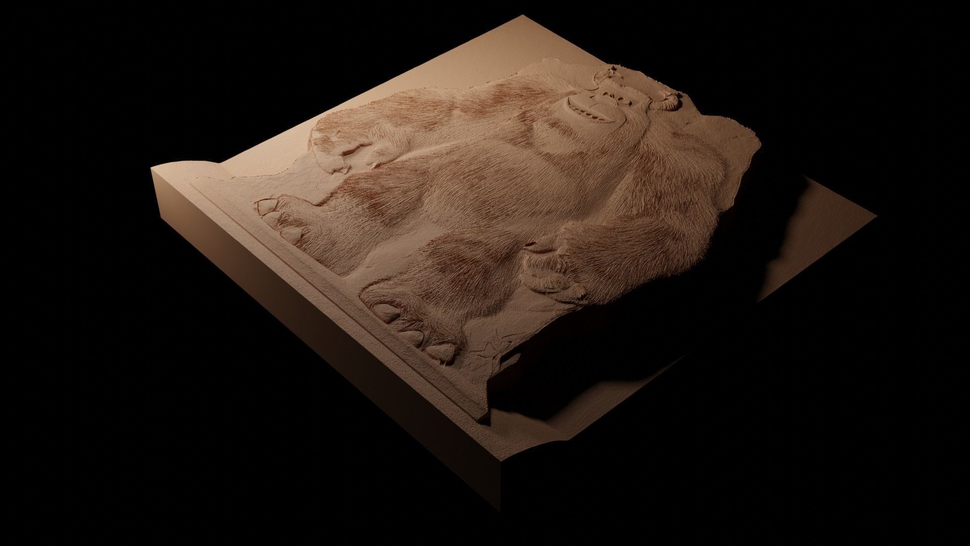 Sulley Monsters Inc CNC 3d Print High Relief Sand Casting 3D print model_1