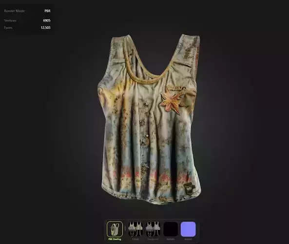 Dirty Wasteland Shirt game ready UE5 PBR VR