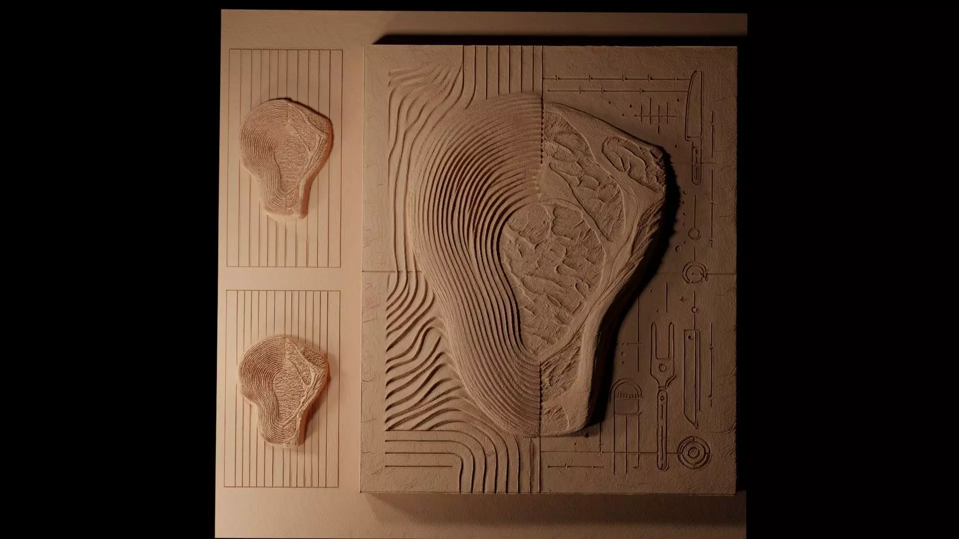 Steak CNC 3d Print High Relief Sand Casting 3D print model_0