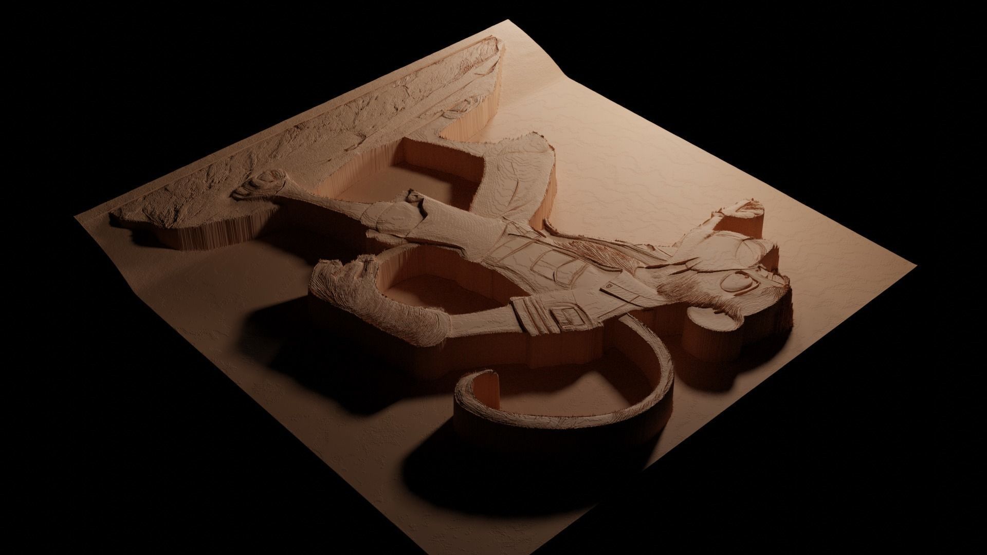 Skipper Madagascar CNC 3d Print High Relief Sand Casting 3D print model_3