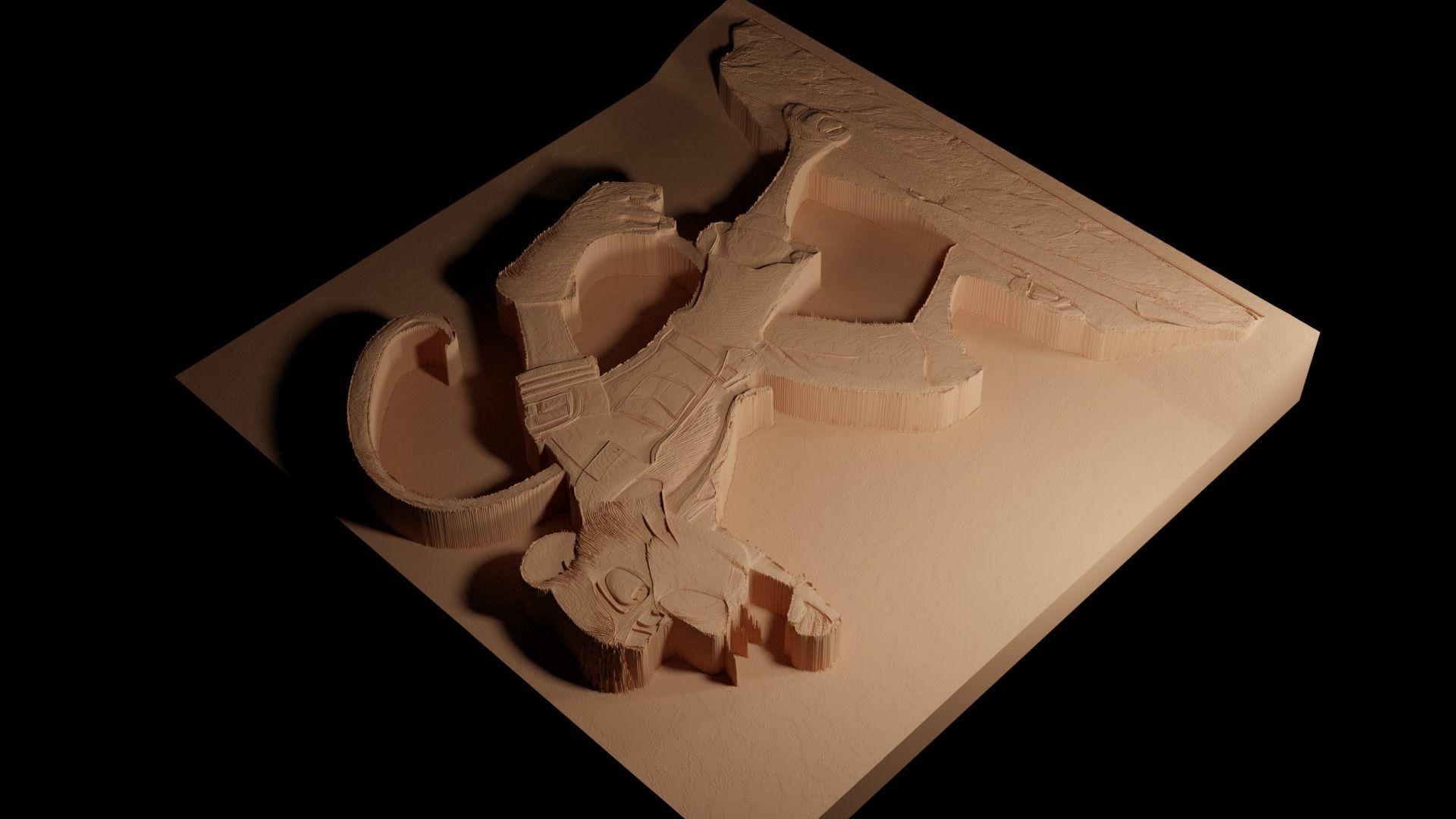 Skipper Madagascar CNC 3d Print High Relief Sand Casting 3D print model_4