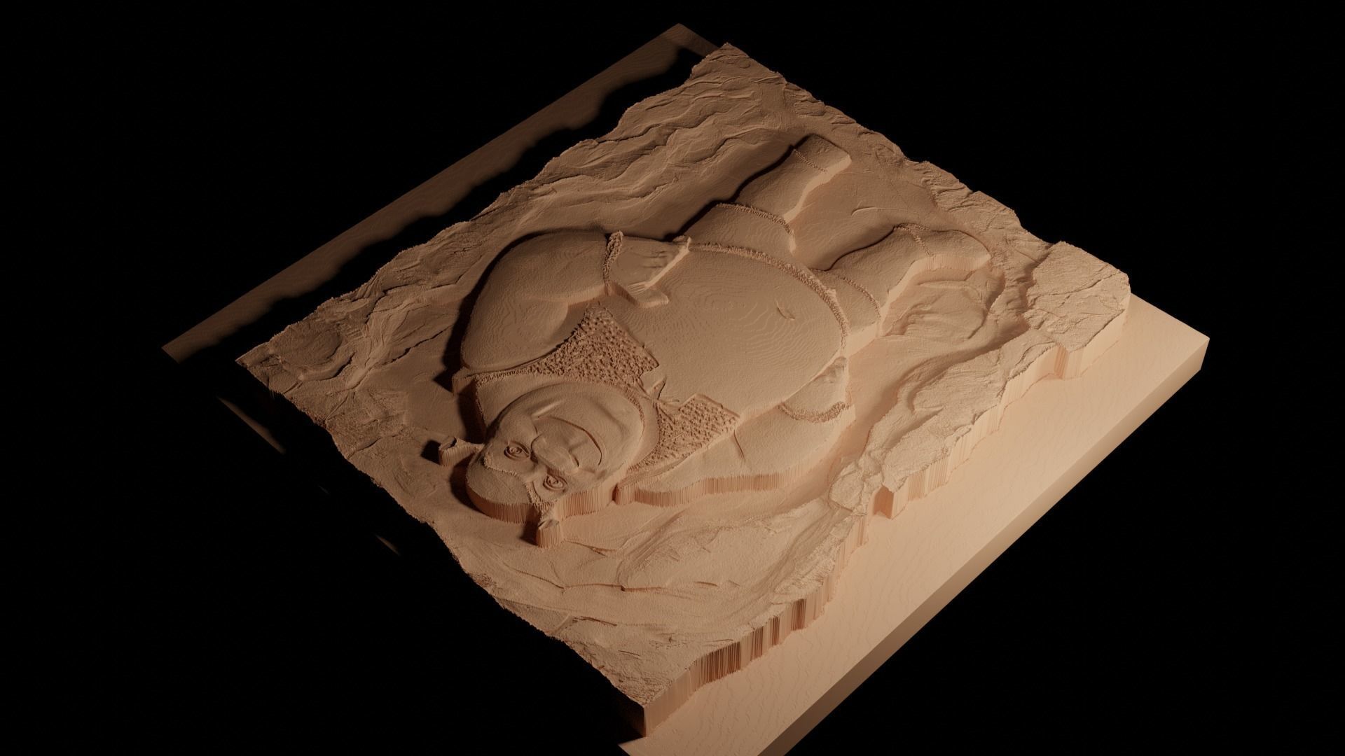 Shrek Shrek CNC 3d Print High Relief Sand Casting 3D print model_4