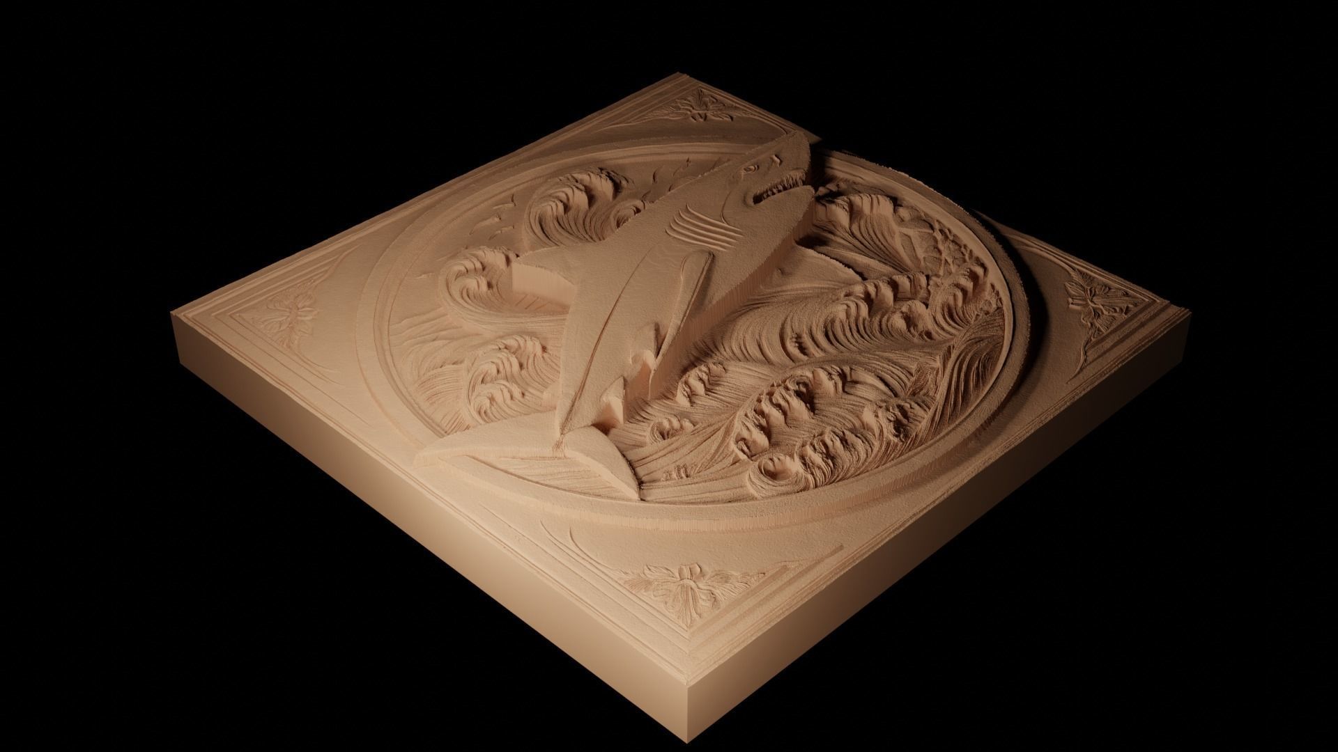 Shark CNC 3d Print High Relief Sand Casting 3D print model_2