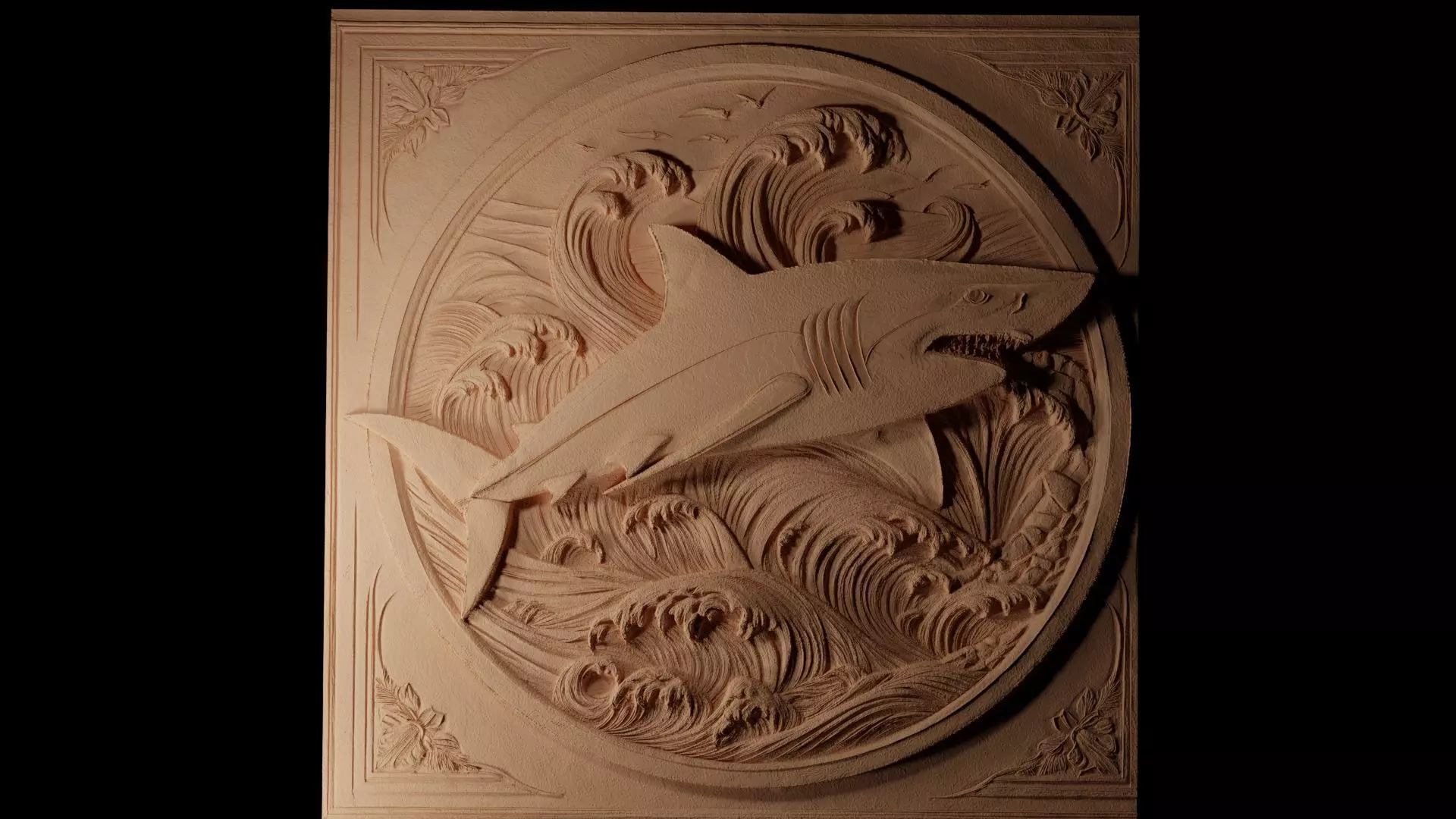 Shark CNC 3d Print High Relief Sand Casting 3D print model_0