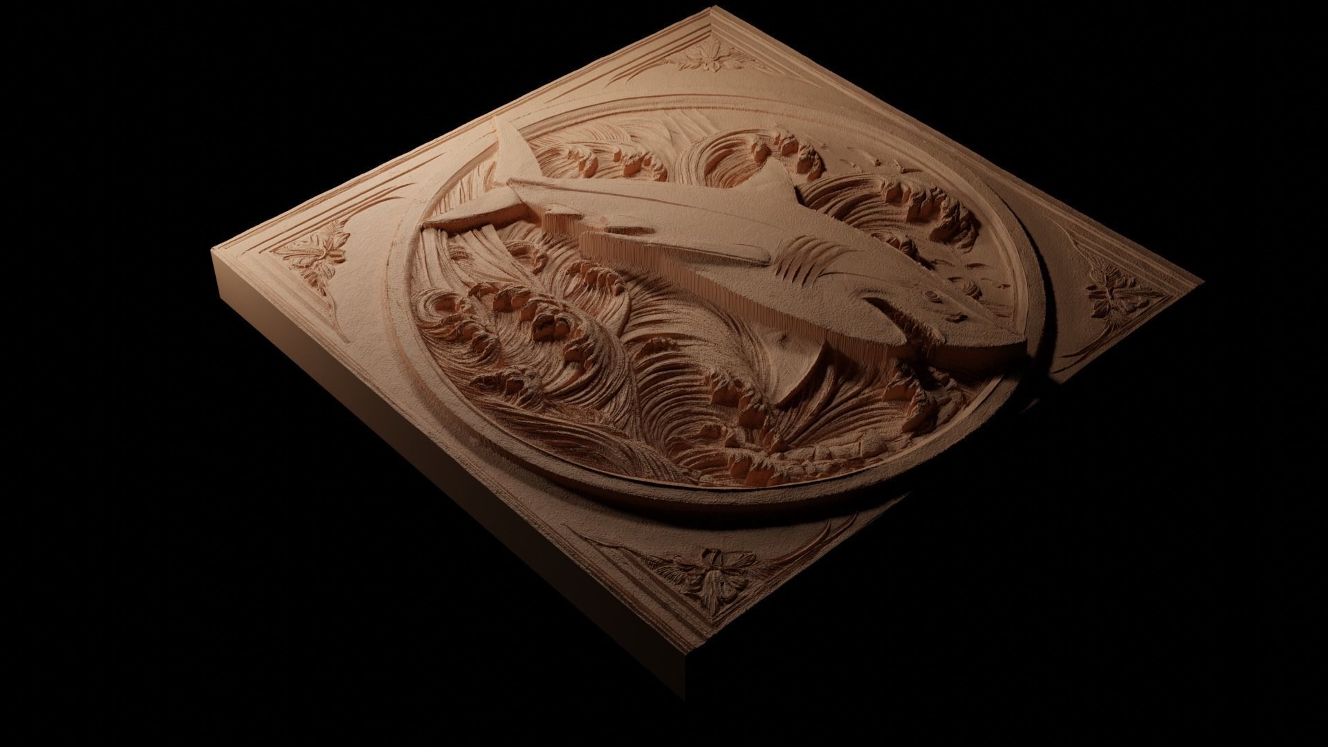 Shark CNC 3d Print High Relief Sand Casting 3D print model_1