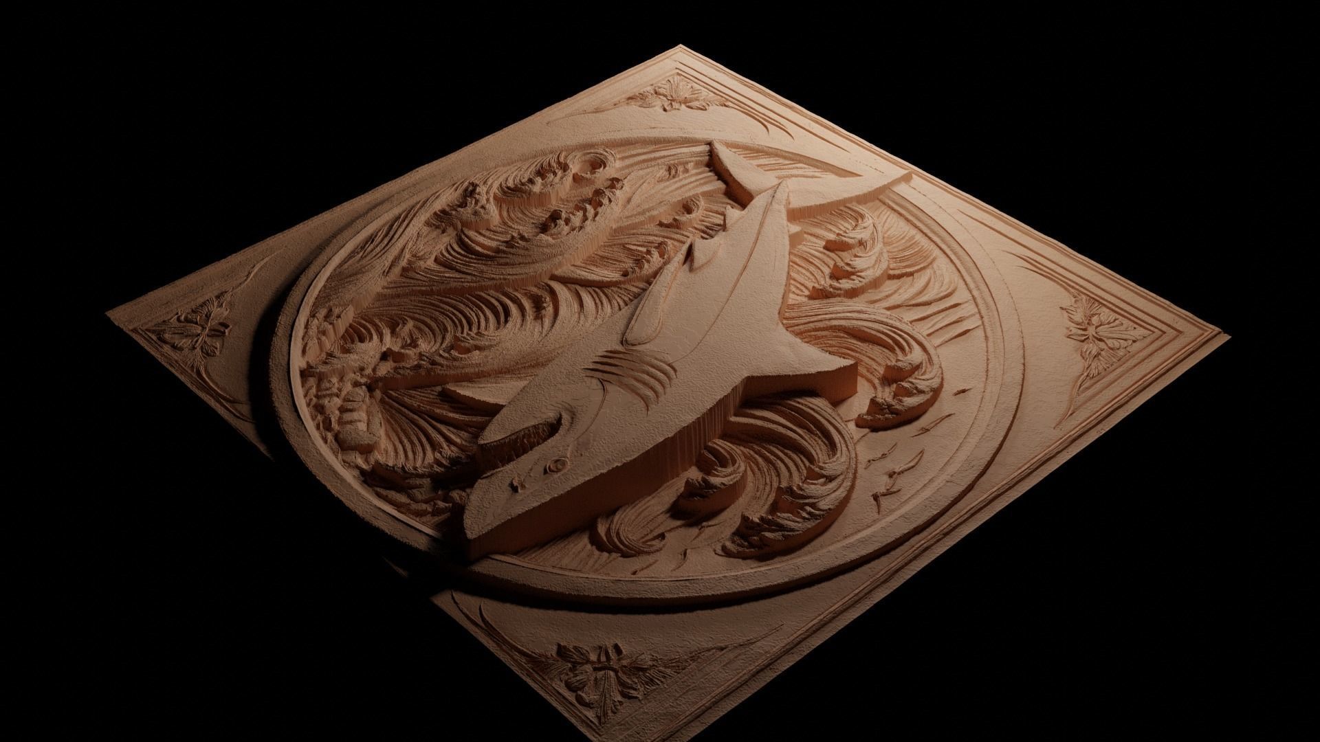 Shark CNC 3d Print High Relief Sand Casting 3D print model_3