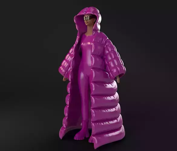 Women puffer cyber outfit Clo3d Marvelous Designer