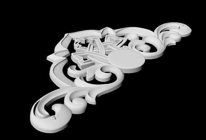 Central decor ornament for furniture 3D model_4