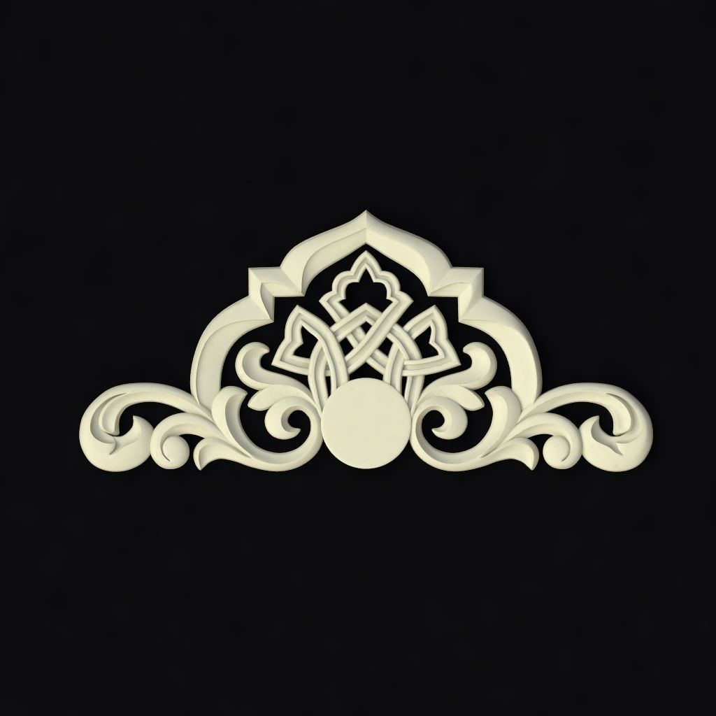 Central decor ornament for furniture 3D model_1