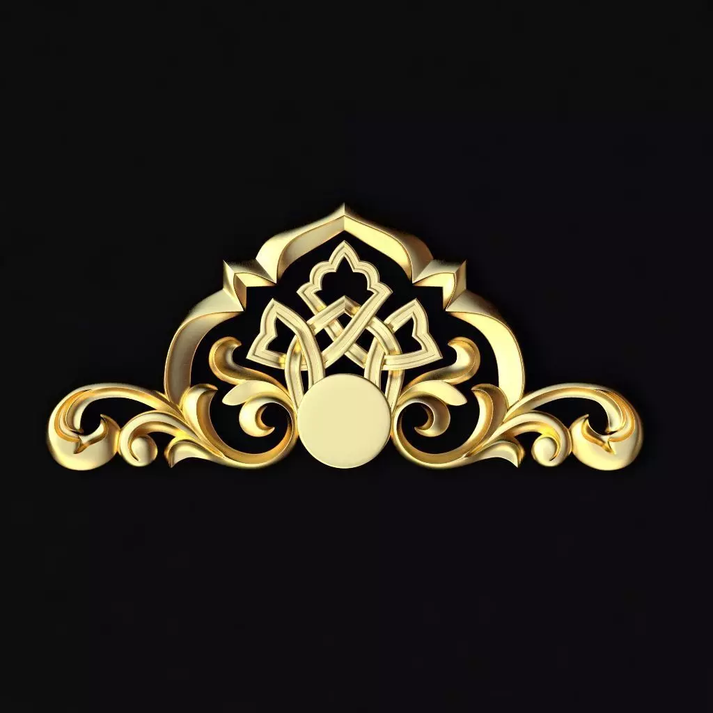 Central decor ornament for furniture 3D model_0