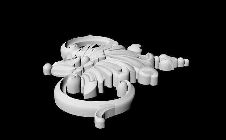 Central decor ornament for furniture 3D model_4