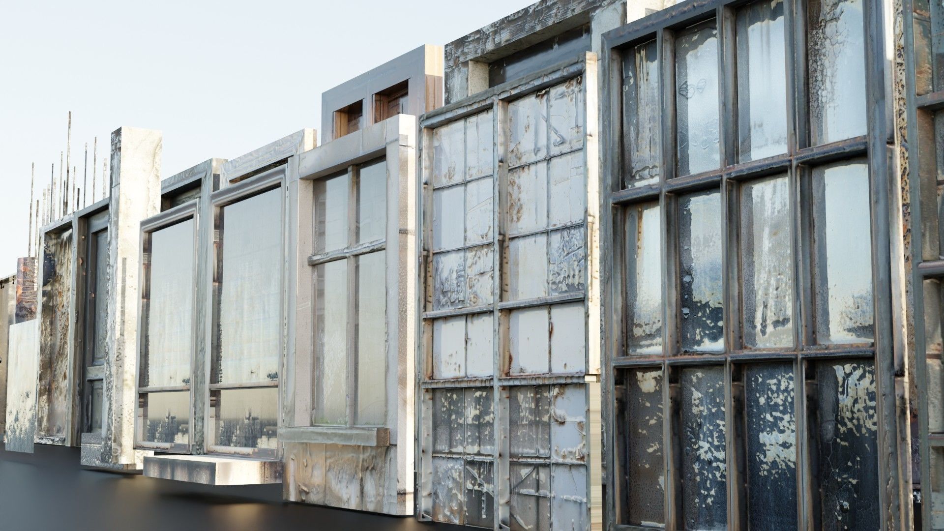 Dystopic Structure Elements Low-poly 3D model_10