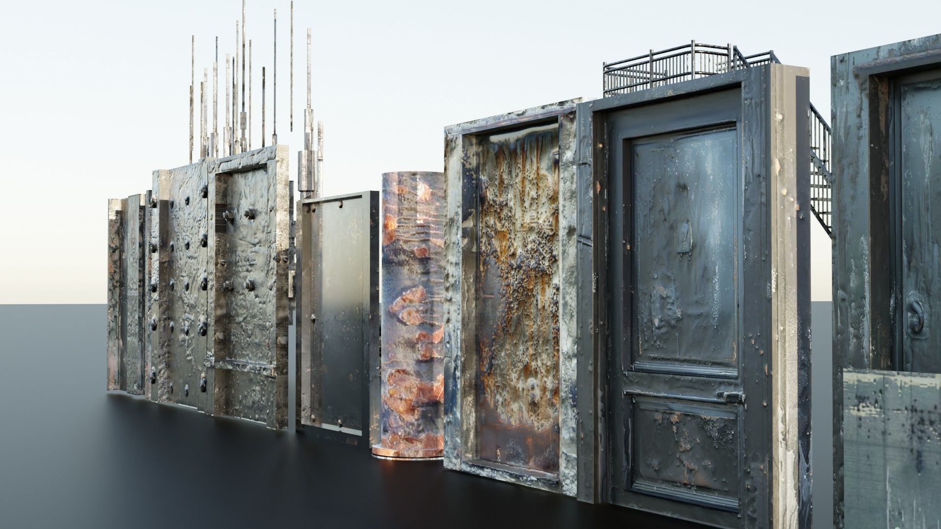 Dystopic Structure Elements Low-poly 3D model_11