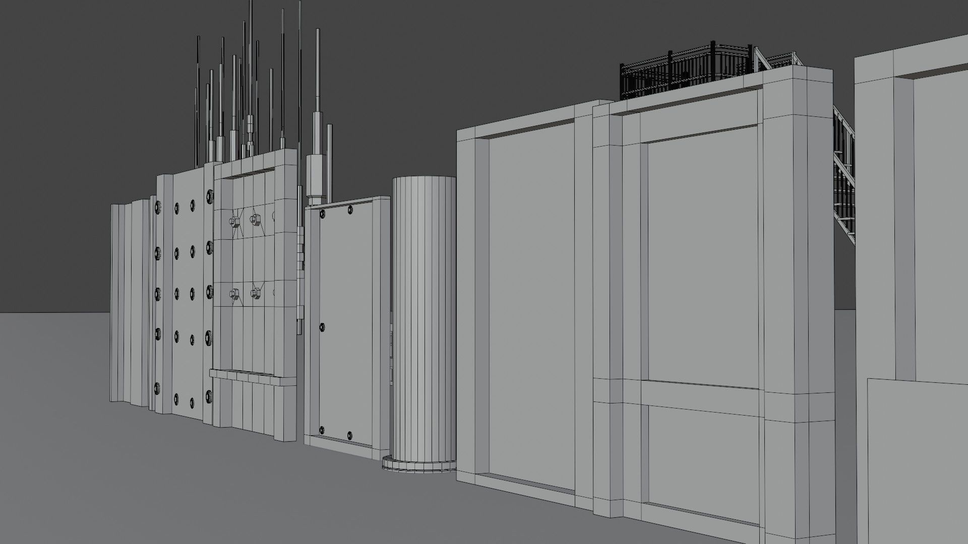 Dystopic Structure Elements Low-poly 3D model_12