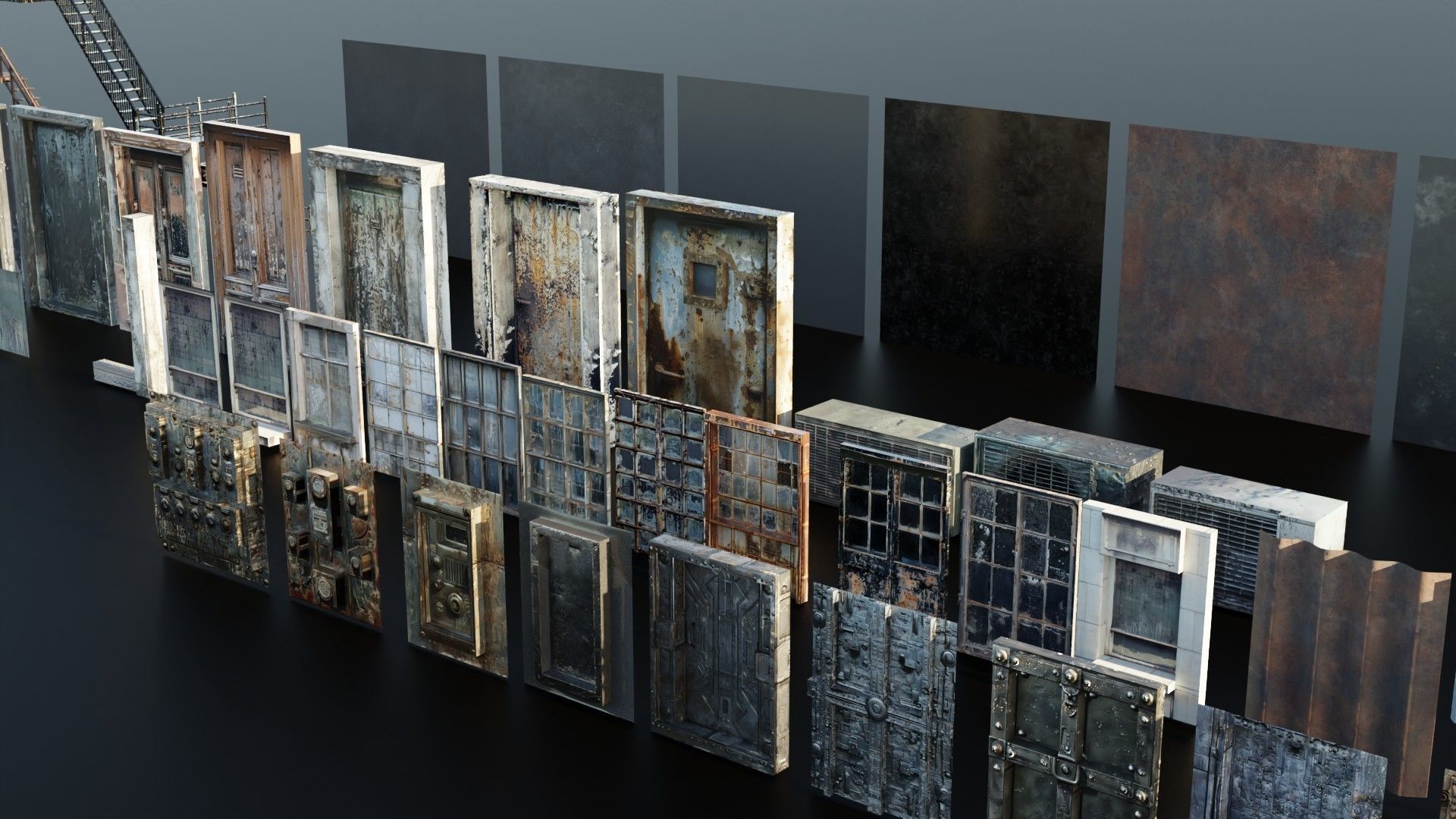 Dystopic Structure Elements Low-poly 3D model_8