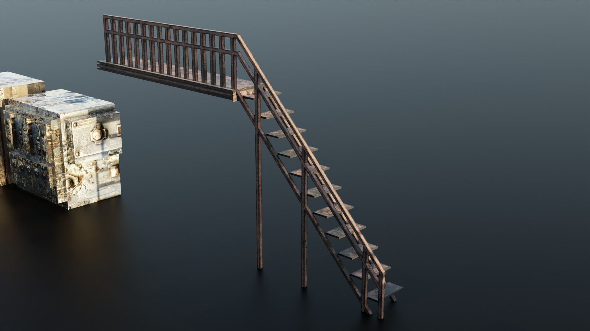 Dystopic Structure Elements Low-poly 3D model_4