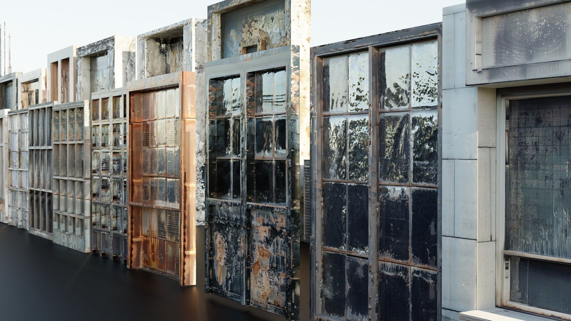 Dystopic Structure Elements Low-poly 3D model_9