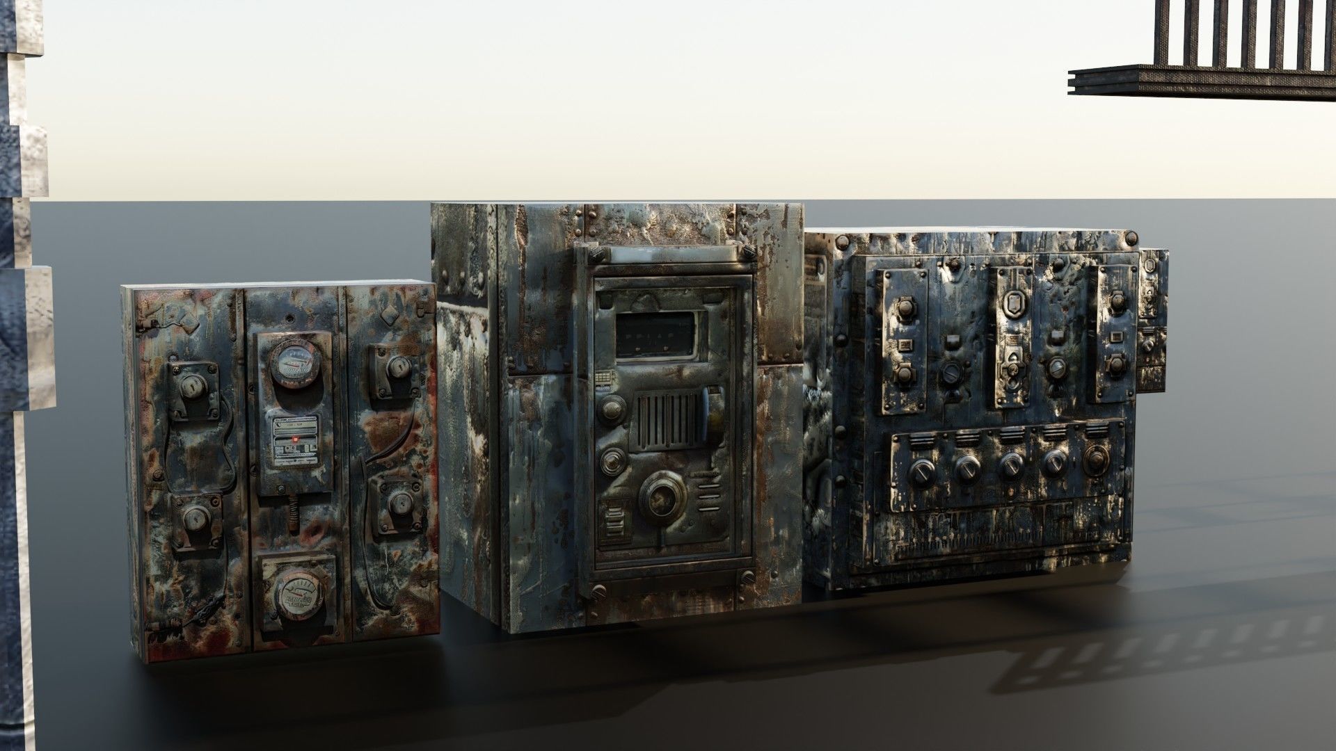 Dystopic Structure Elements Low-poly 3D model_3