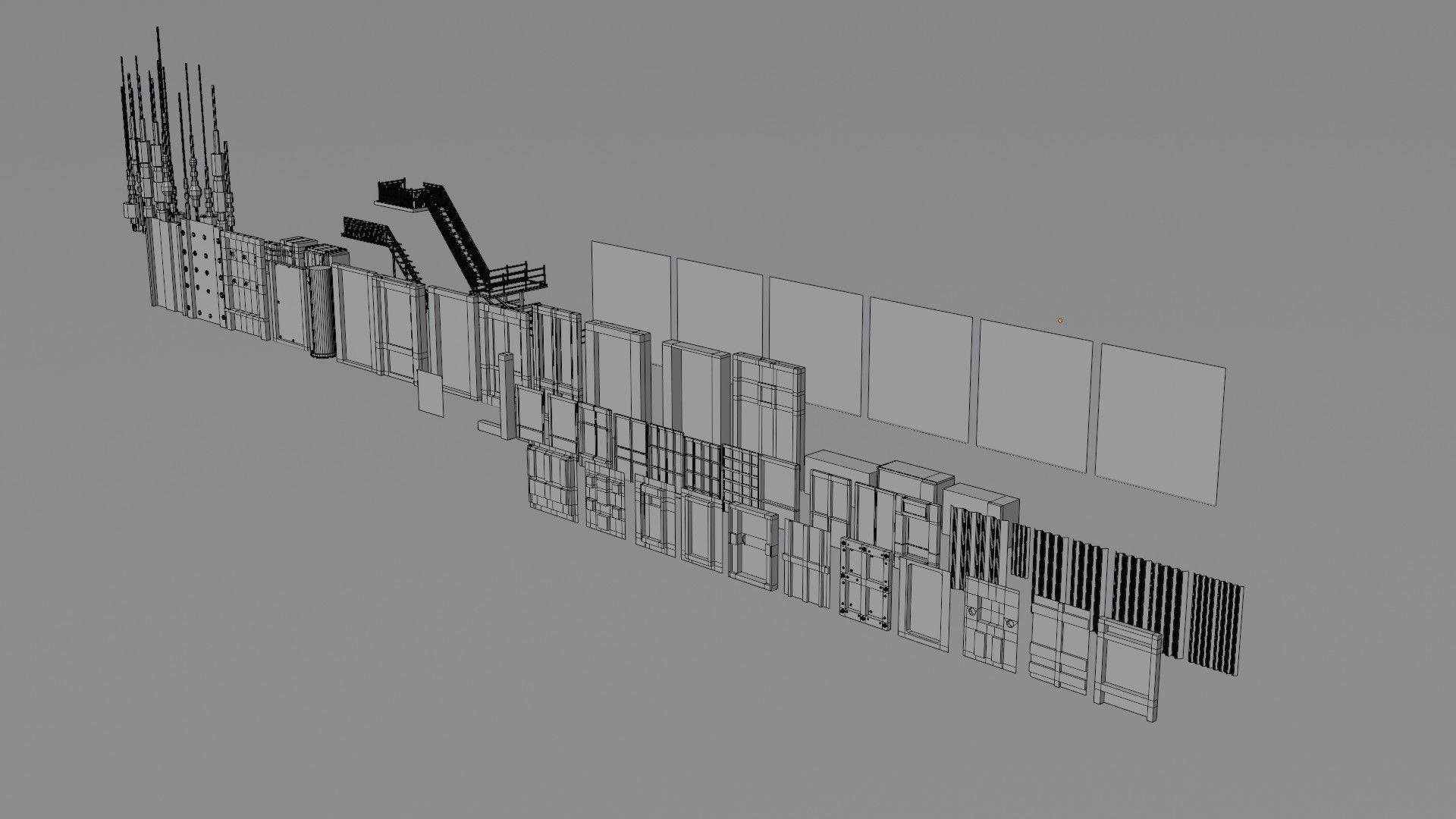 Dystopic Structure Elements Low-poly 3D model_13