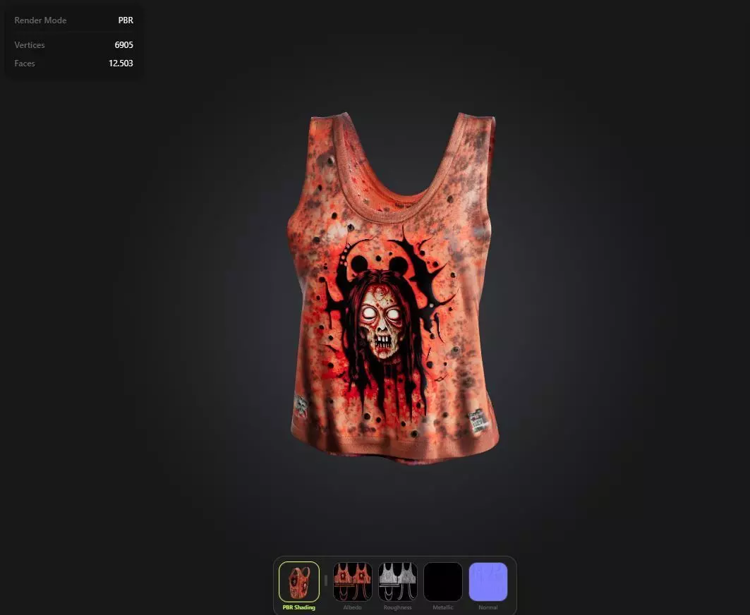 Zombie Top game ready UE5 PBR Low-poly 3D model