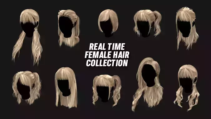Female Hair Collection Real-Time 10 Styles AAA quality 3D model