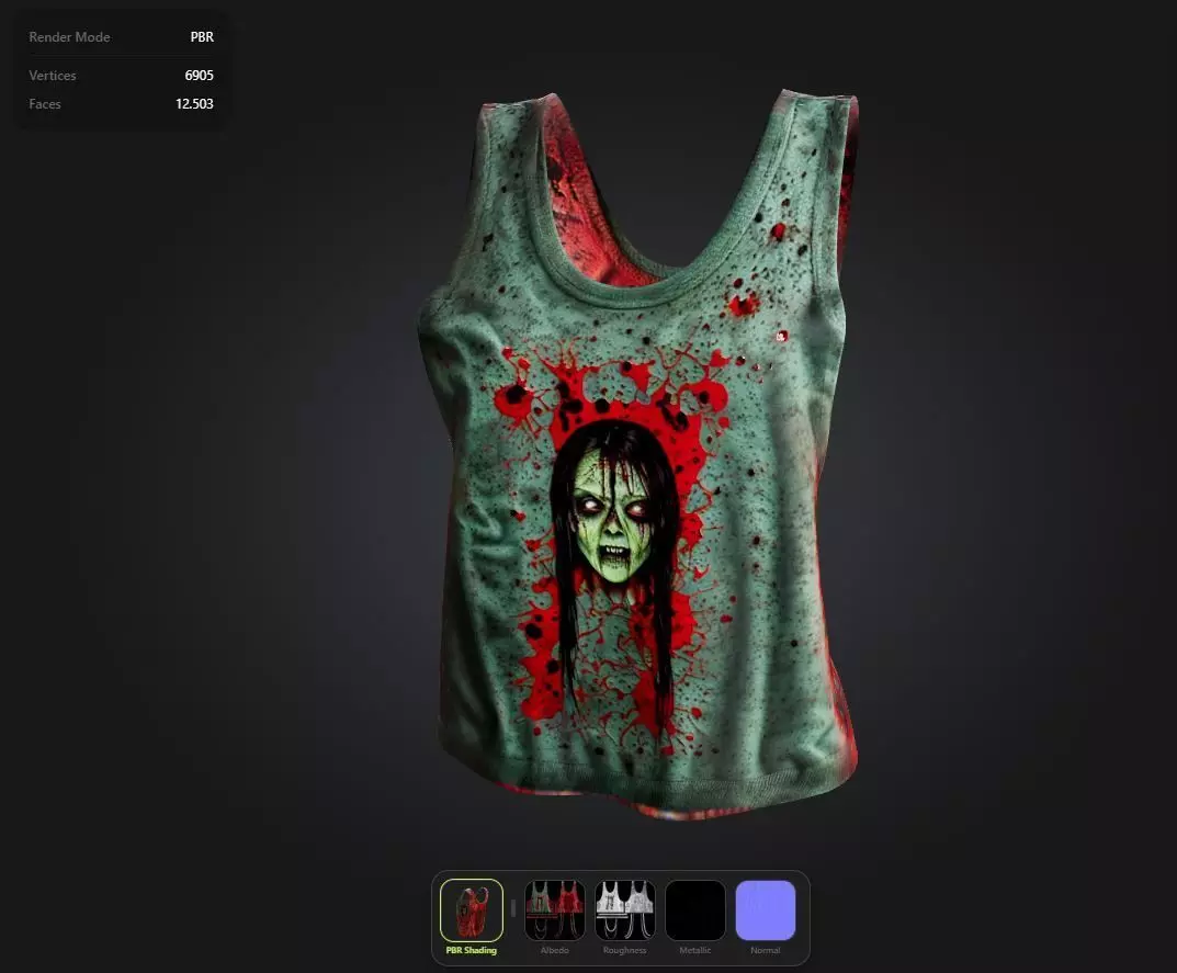 Zombie Top game ready UE5 PBR Low-poly 3D model