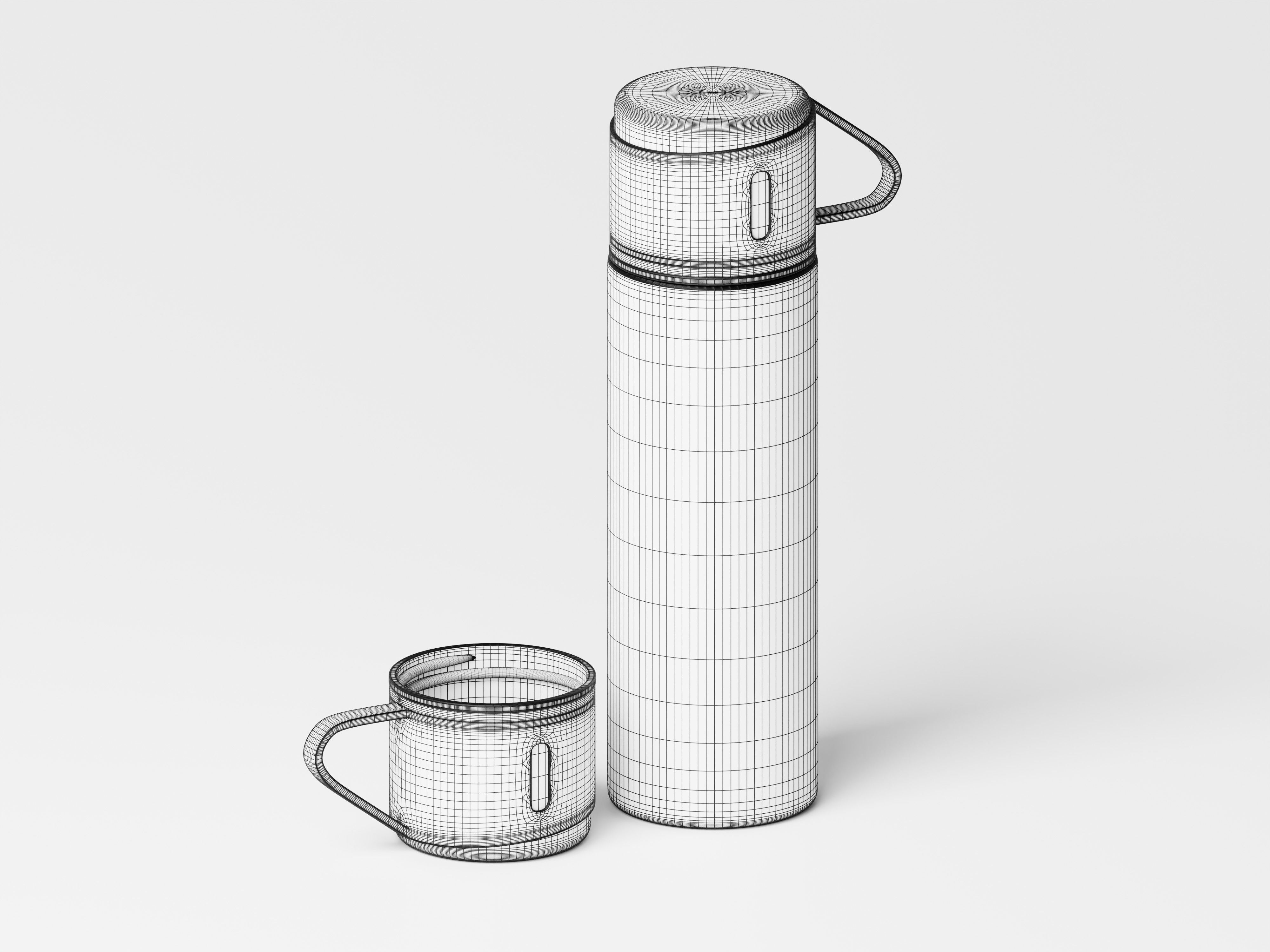 Steel Vacuum Flask 3D Model Low-poly 3D model_2