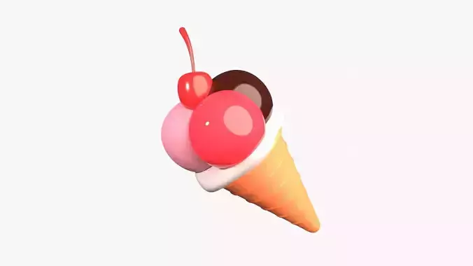 Ice Cream Cone 3D Illustration